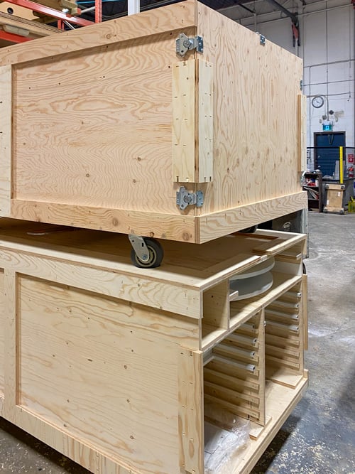 Building crates in our Calgary workshop