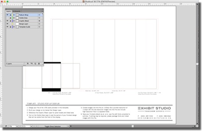 The bleed area of a pop-up display Illustrator file.