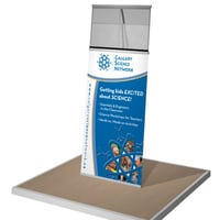 Portable double-take banner stand for Calgary Science Network